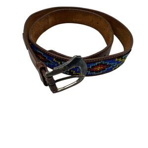 Vintage Wilsons Leather Belt Beaded Aztec Southwestern Womens Size 34